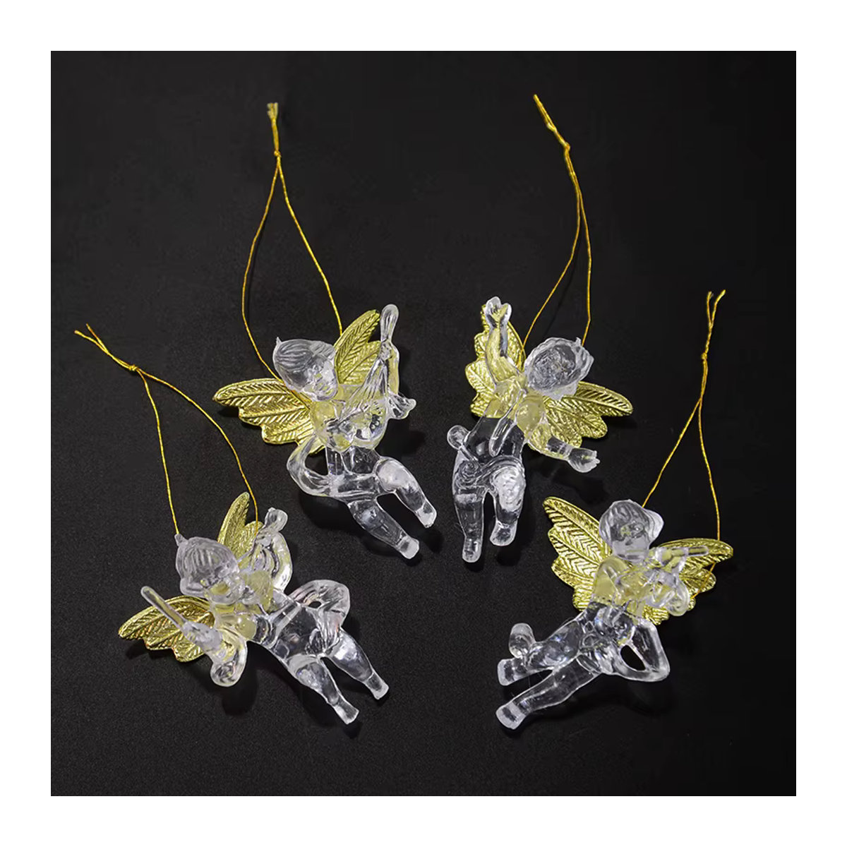 CYZIWEIN 4er Set Kristall Engel Hängeornamente aus Glas in Transparent für Weihnachtsbaum und DIY Dekoration - Bild 4