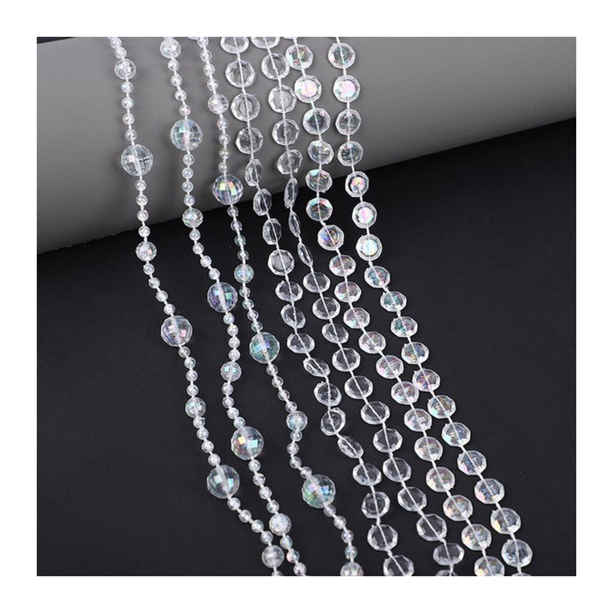CYZIWEIN Perlen Girlandenkette aus Kunststoff in Transparent für DIY Dekoration bei Hochzeit und Weihnachten, Länge: 300 cm - Bild 1
