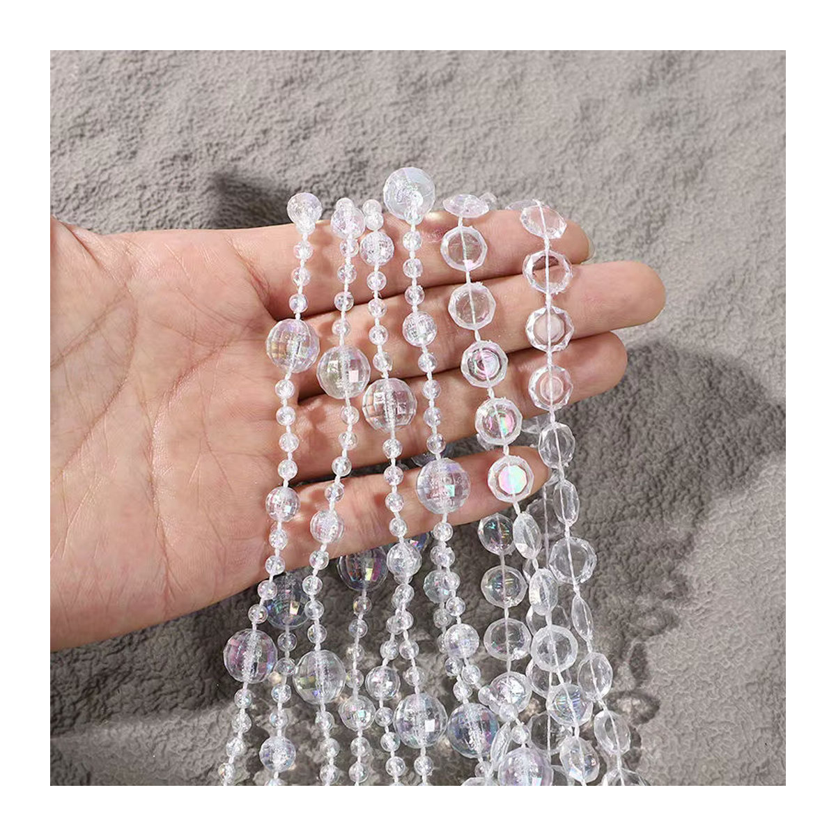 CYZIWEIN Perlen Girlandenkette aus Kunststoff in Transparent für DIY Dekoration bei Hochzeit und Weihnachten, Länge: 300 cm - Bild 2