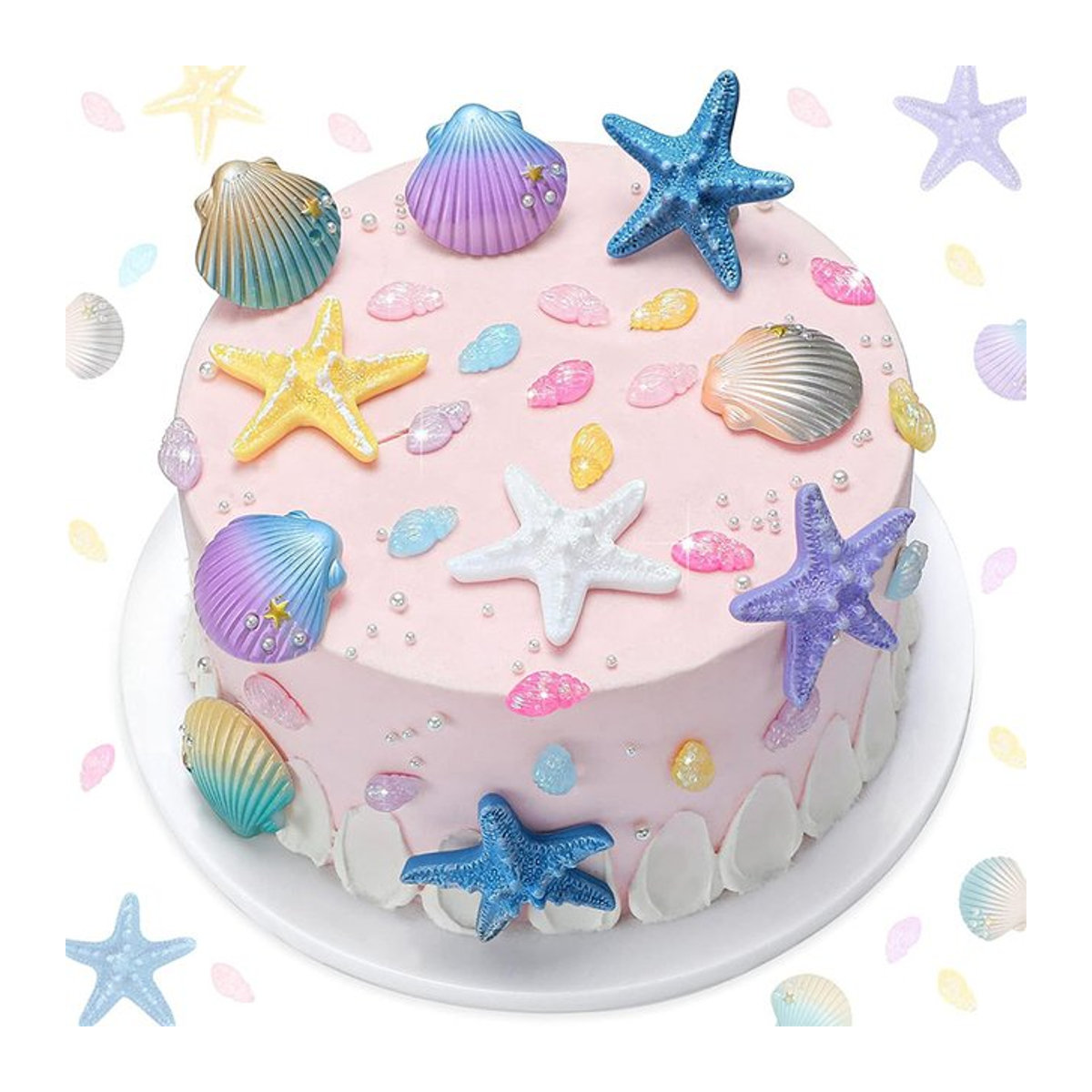 CYZIWEIN Seestern und Muschel Kuchen Topper aus Kunstharz in Mehrfarbig für maritime Geburtstagsparty Dekorationen - Bild 1
