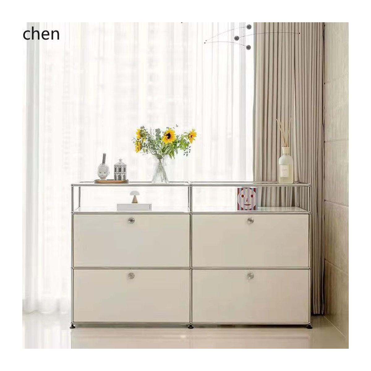 CZ Vintage Modulares Sideboard aus Edelstahl in Weiß und Silber im Retro-Design - Bild 3