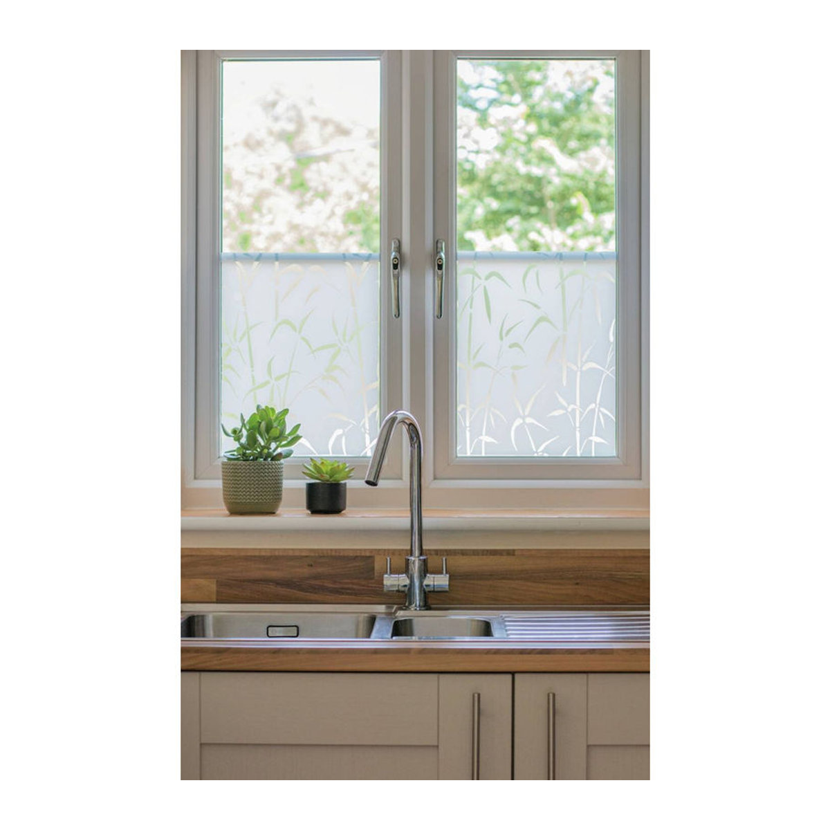d-c-fix Fensterfolie Bamboo in Weiß Transparent mit floralem Design B: 90 cm, L: 150 cm - Bild 4