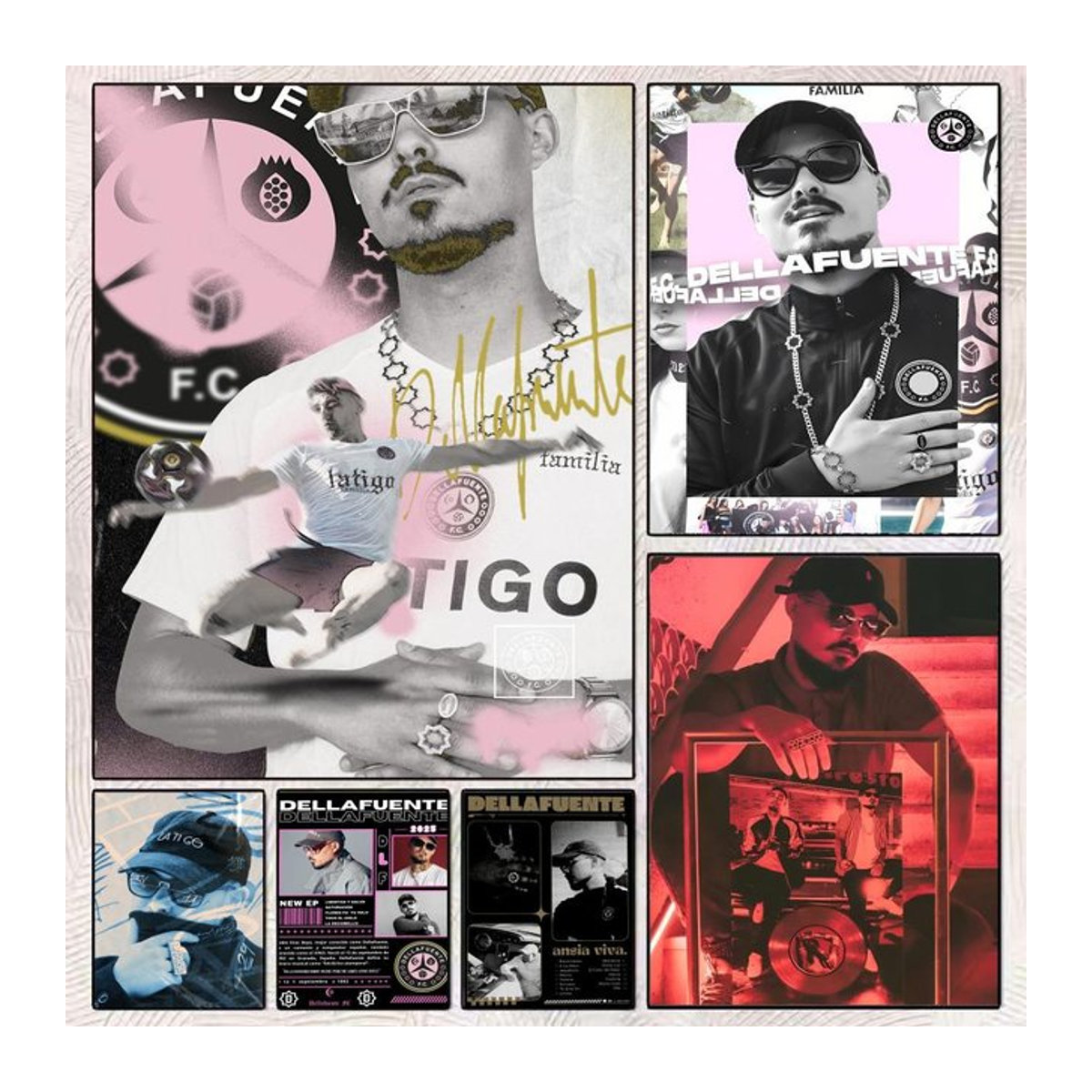 D-Dellafuente Singer Poster, selbstklebender Wandaufkleber als Kunstwandbild in Schwarz und Mehrfarbig, rechteckig - Bild 1