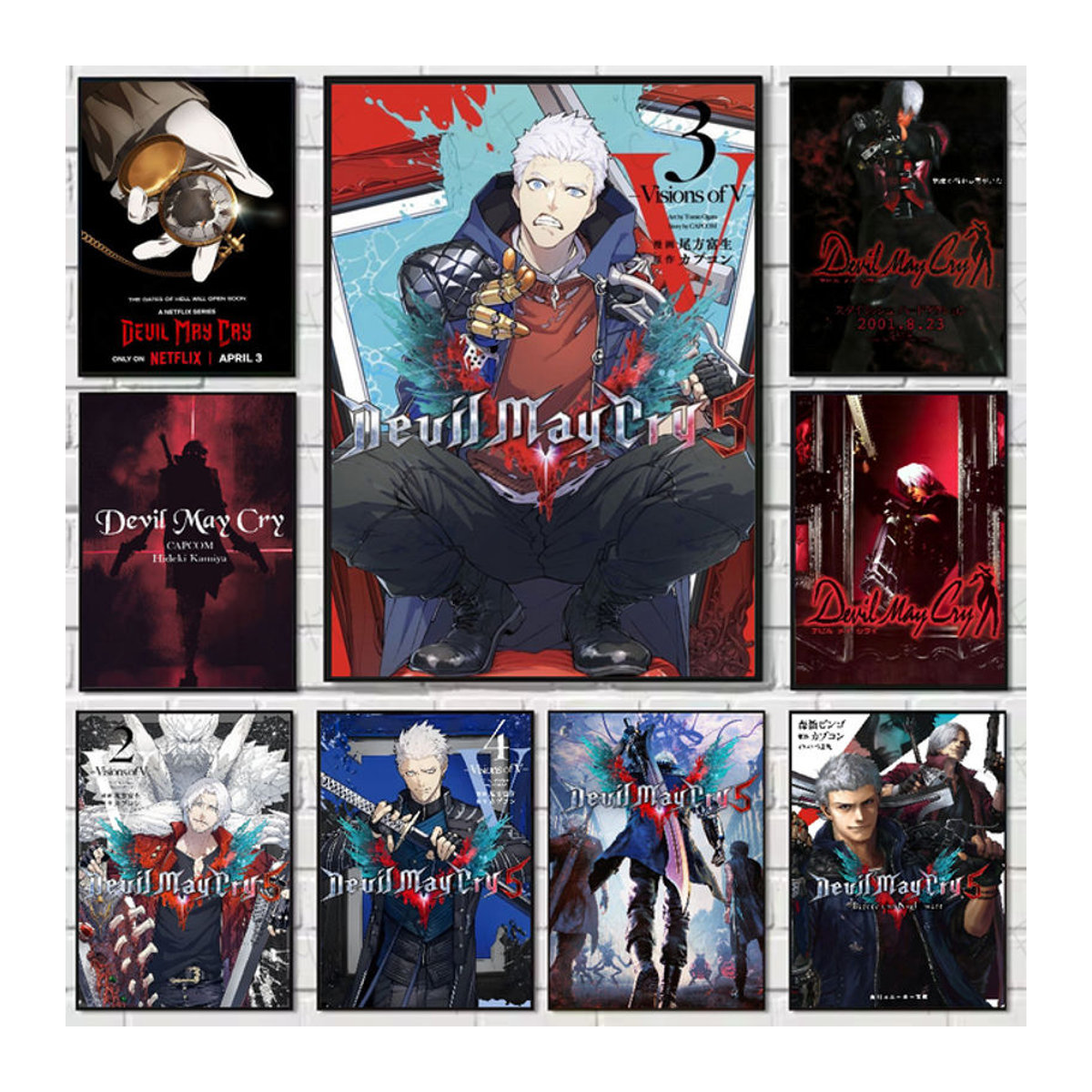 D-Devil M-May Cry Poster Mehrfarbig Hochformat Rahmenlos Wanddeko aus Papier - Bild 1