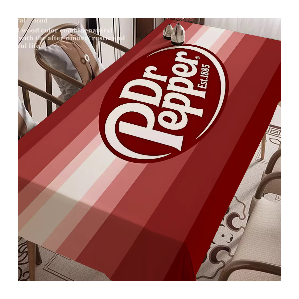 D-Dr Pepper Tischdecke aus Polyester in Rot, schmutzabweisend und waschbar - Bild 2