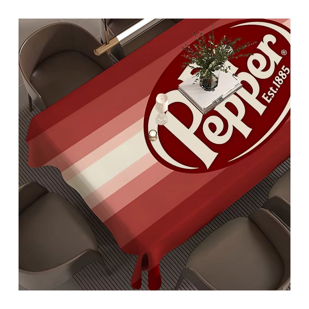 D-Dr Pepper Tischdecke aus Polyester in Rot, schmutzabweisend und waschbar - Bild 4