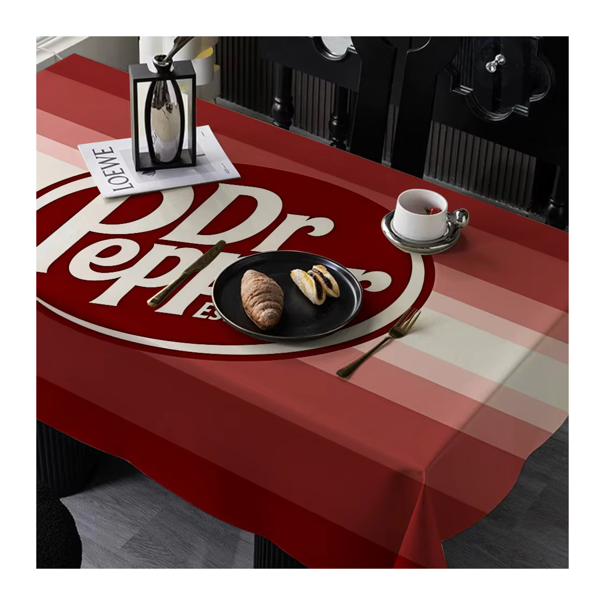 D-Dr Pepper Tischdecke aus Polyester in Rot, schmutzabweisend und waschbar - Bild 5