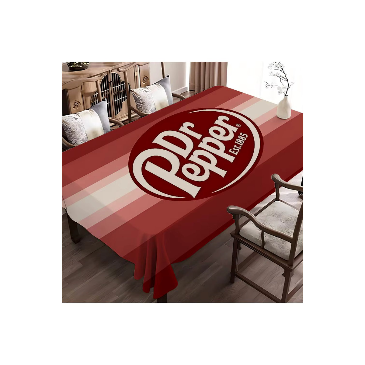 D-Dr Pepper Tischdecke aus Polyester in Rot, schmutzabweisend und waschbar - Bild 7