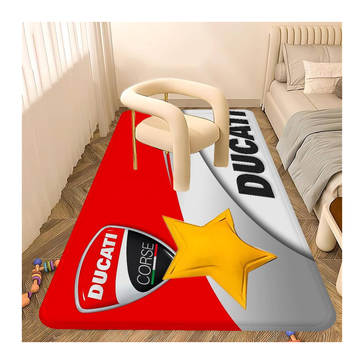 D-Ducati Motorrad Logo Fußmatte rot, rechteckig, rutschfest für Innen und Außen, B/T: 120 x 40 cm - Bild 1