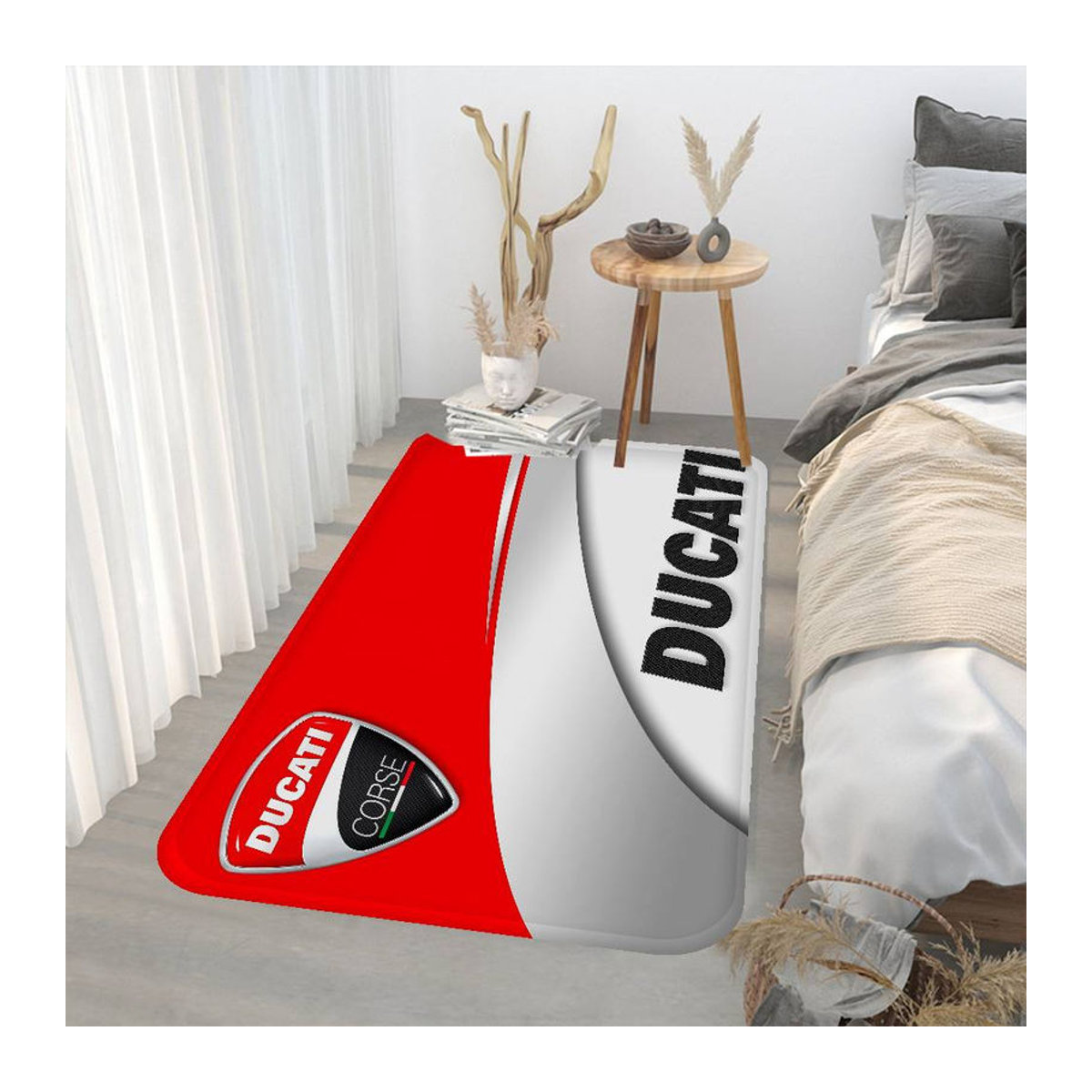 D-Ducati Motorrad Logo Fußmatte rot, rechteckig, rutschfest für Innen und Außen, B/T: 120 x 40 cm - Bild 2