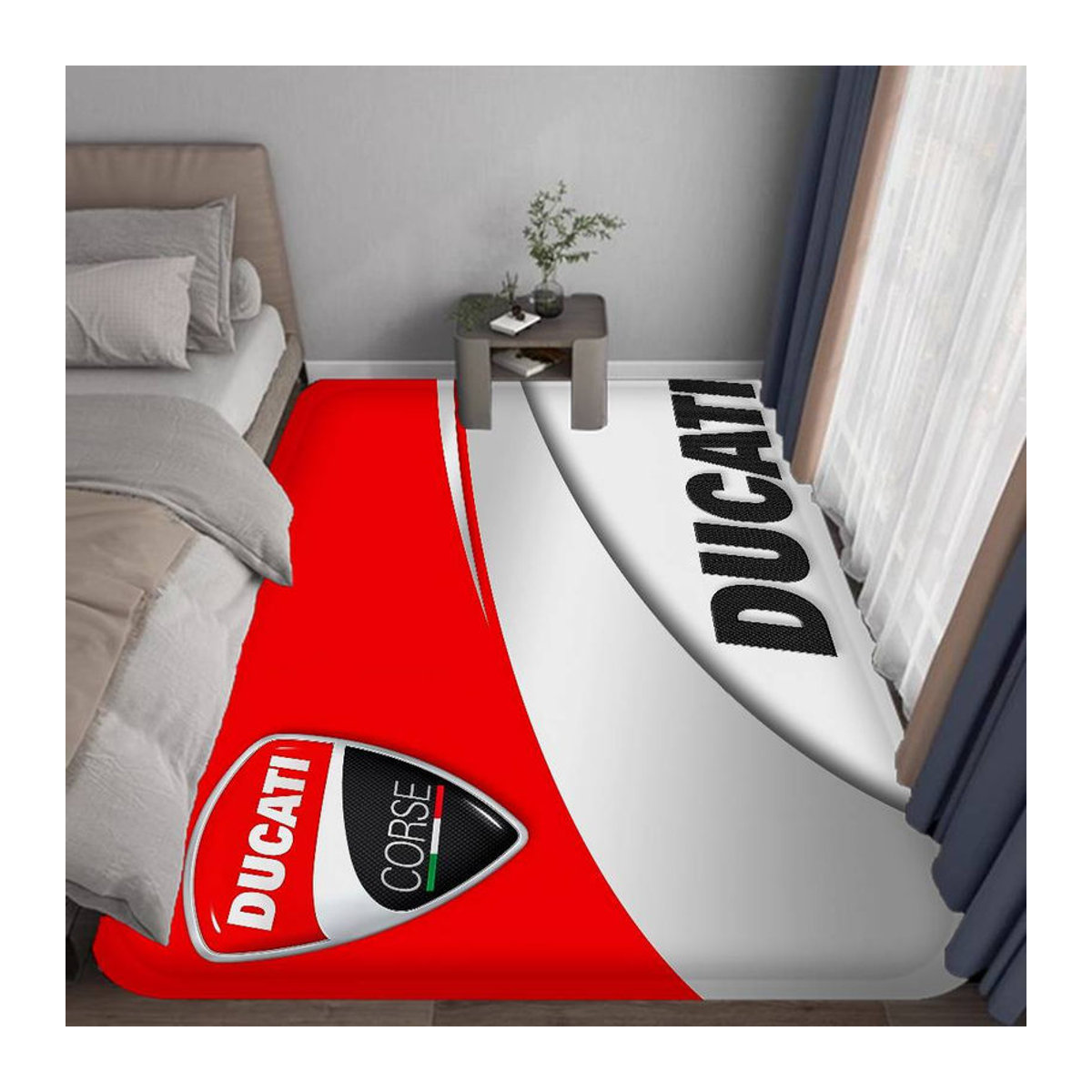 D-Ducati Motorrad Logo Fußmatte rot, rechteckig, rutschfest für Innen und Außen, B/T: 120 x 40 cm - Bild 4