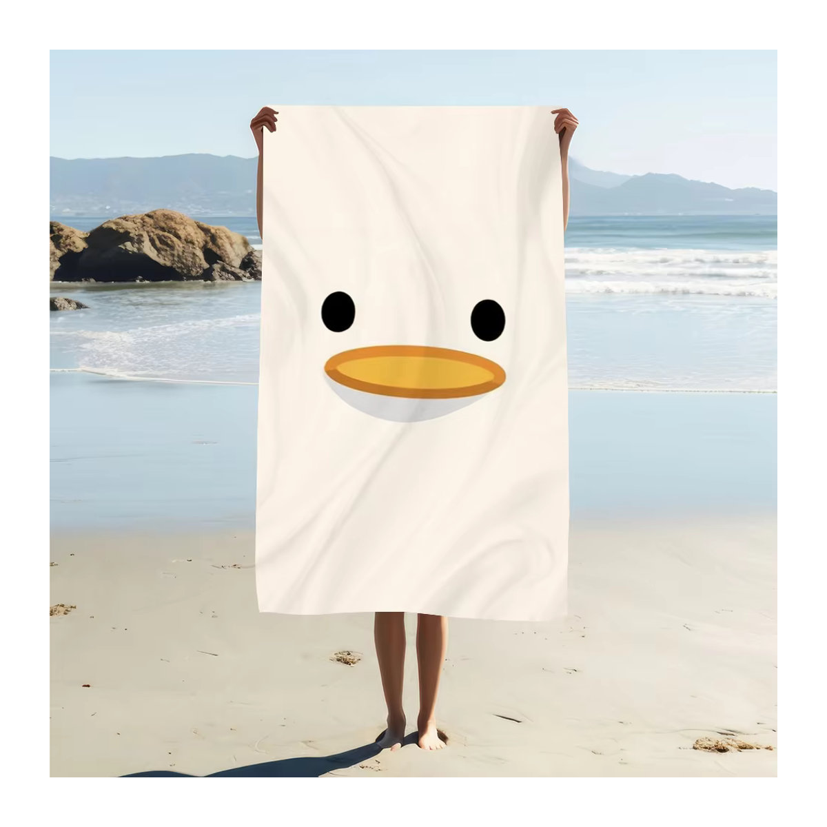 D-Duck Cartoon Strandhandtuch in Weiß, schnell trocknend und saugfähig - Bild 2