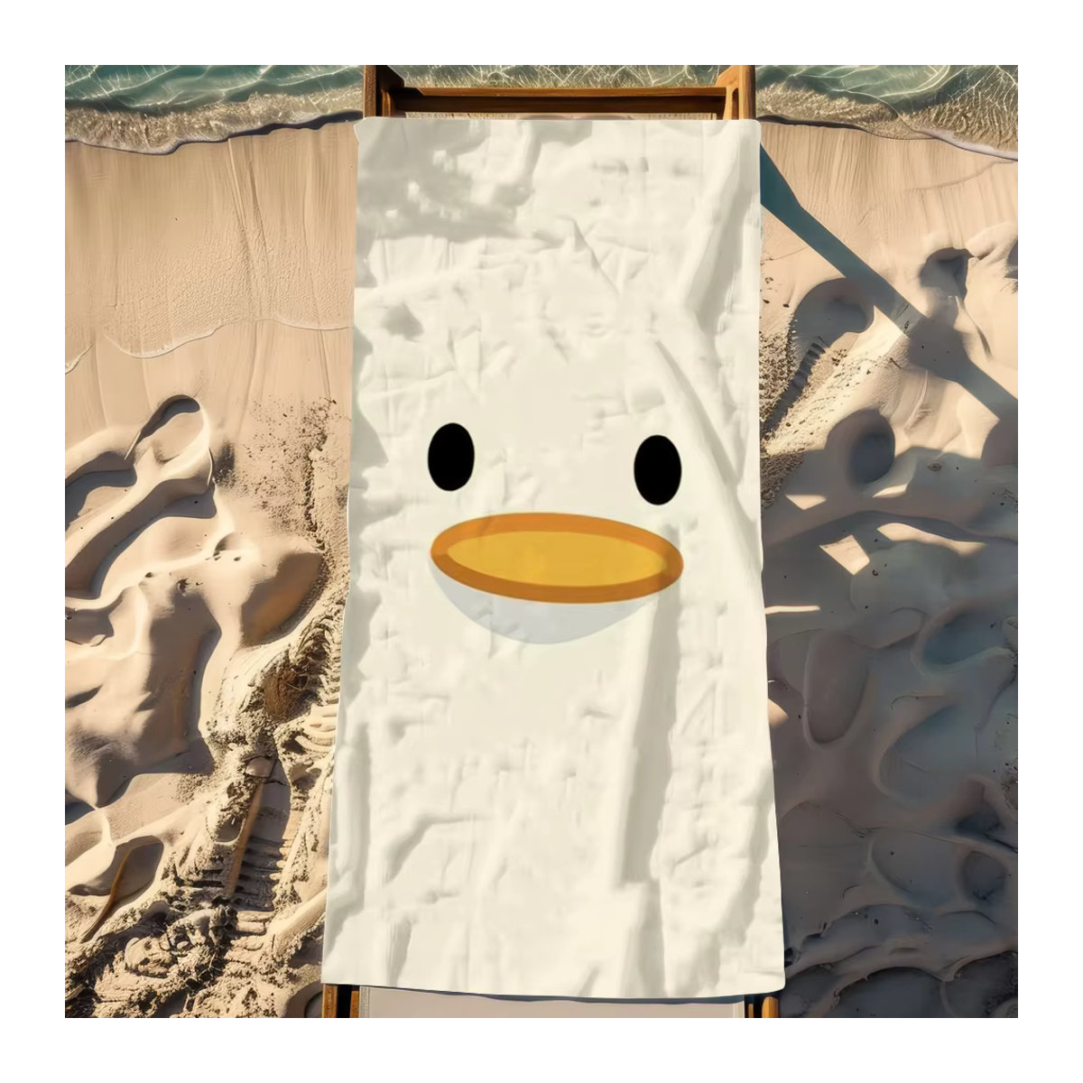 D-Duck Cartoon Strandhandtuch in Weiß, schnell trocknend und saugfähig - Bild 3