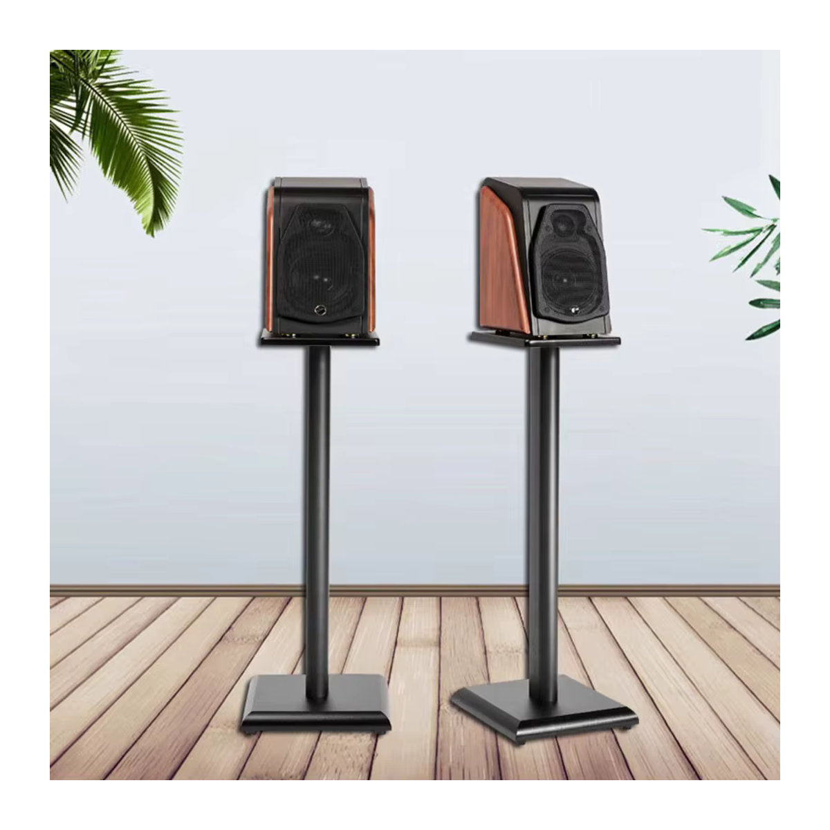 D-MOUNT SF50 Lautsprecher-Display-Bodenständer Set aus 2 Stück in Schwarz, Höhe: 600 cm, für 3-10 Zoll Lautsprecher mit Metall-MDF-Basis - Bild 2