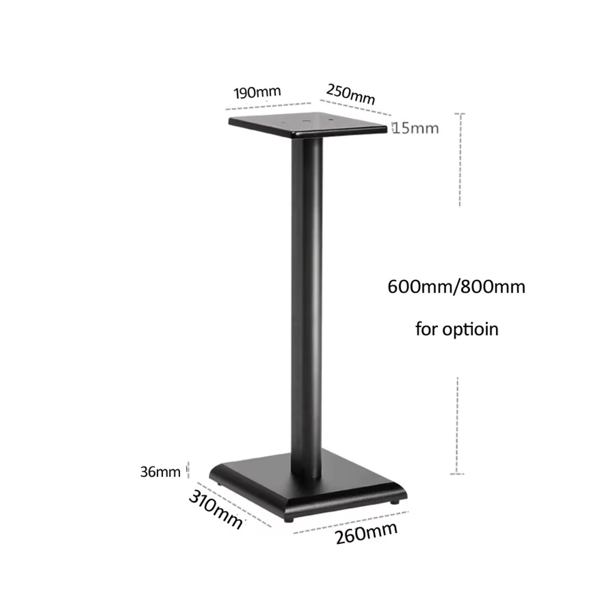 D-MOUNT SF50 Lautsprecher-Display-Bodenständer Set aus 2 Stück in Schwarz, Höhe: 600 cm, für 3-10 Zoll Lautsprecher mit Metall-MDF-Basis - Bild 3