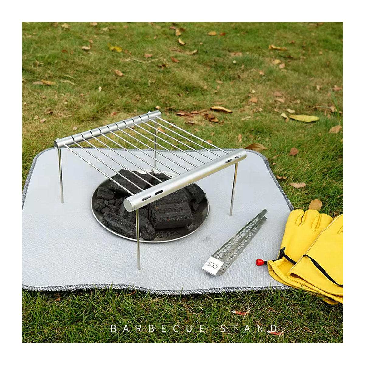 D5 Mini Pocket BBQ Grill aus Edelstahl in Silber für Camping und Angeln - Bild 4