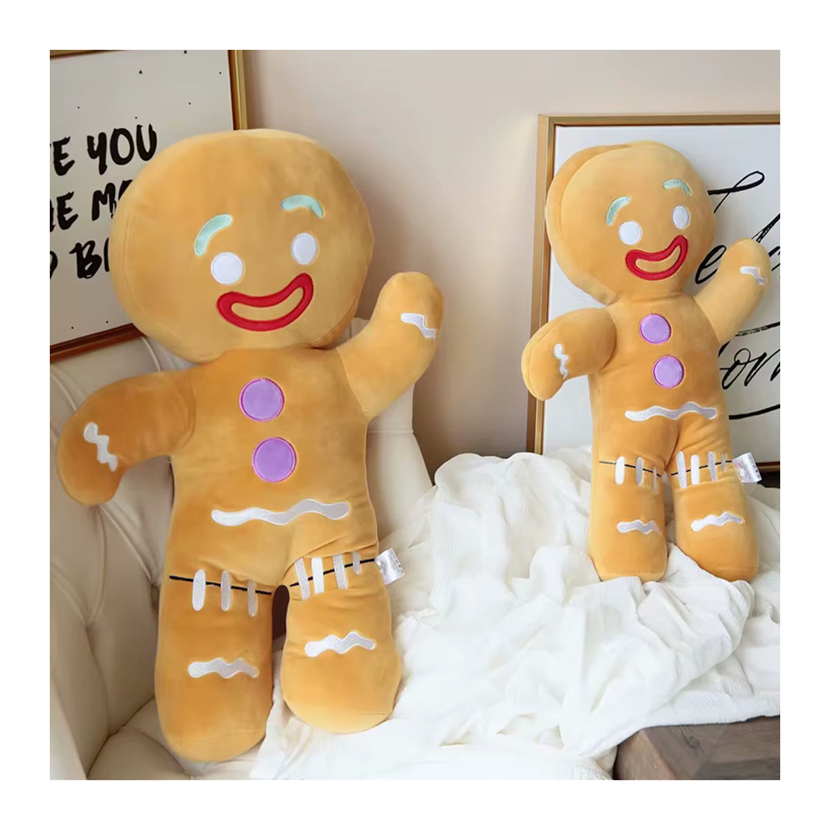 DABOTU Lebkuchenmann Plüschtier in Braun als weiche Stoffpuppe für Kinder - Bild 6