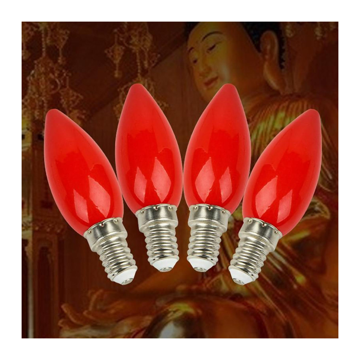 Daear LED Kerzenlampe in Rot mit E12 Sockel für Altar und Buddha Tempel Dekoration - Bild 3