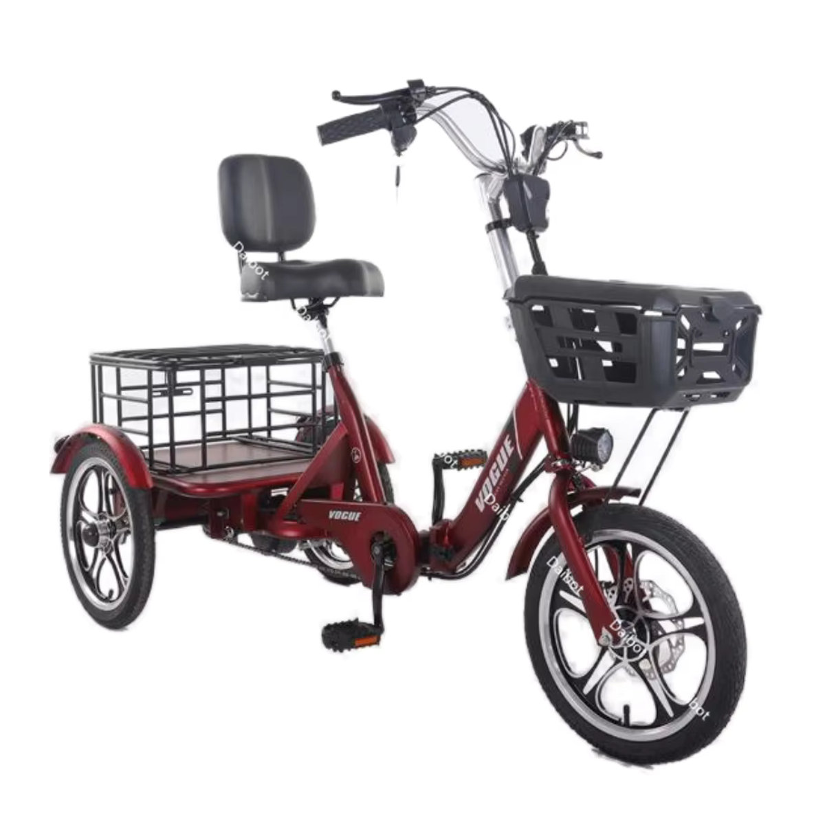 Daibot Elektro-Dreirad für Erwachsene, zusammenklappbares 3-Rad-Lastenfahrrad mit Hinterkorb und 400 W Motor - Bild 2