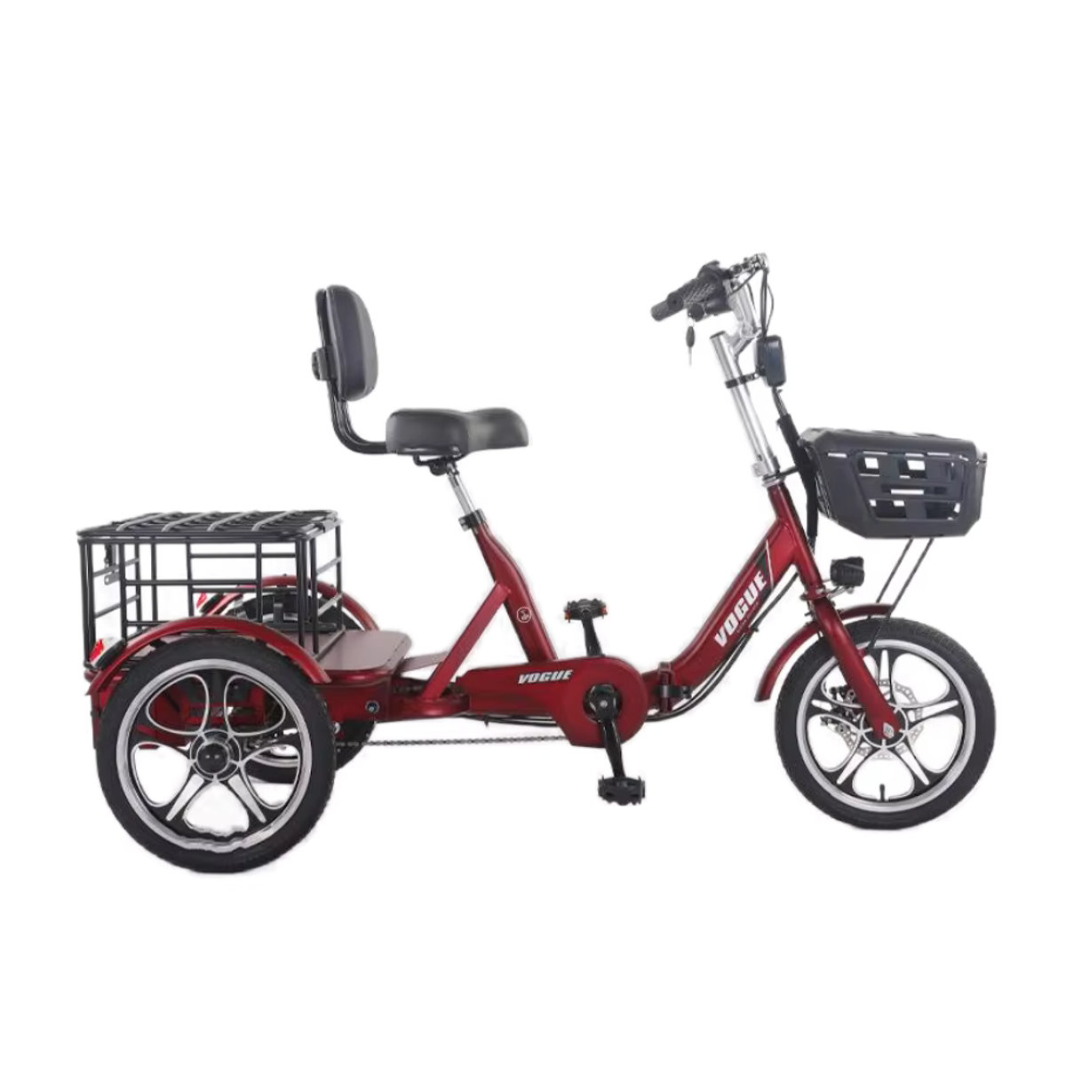 Daibot Elektro-Dreirad für Erwachsene, zusammenklappbares 3-Rad-Lastenfahrrad mit Hinterkorb und 400 W Motor - Bild 4