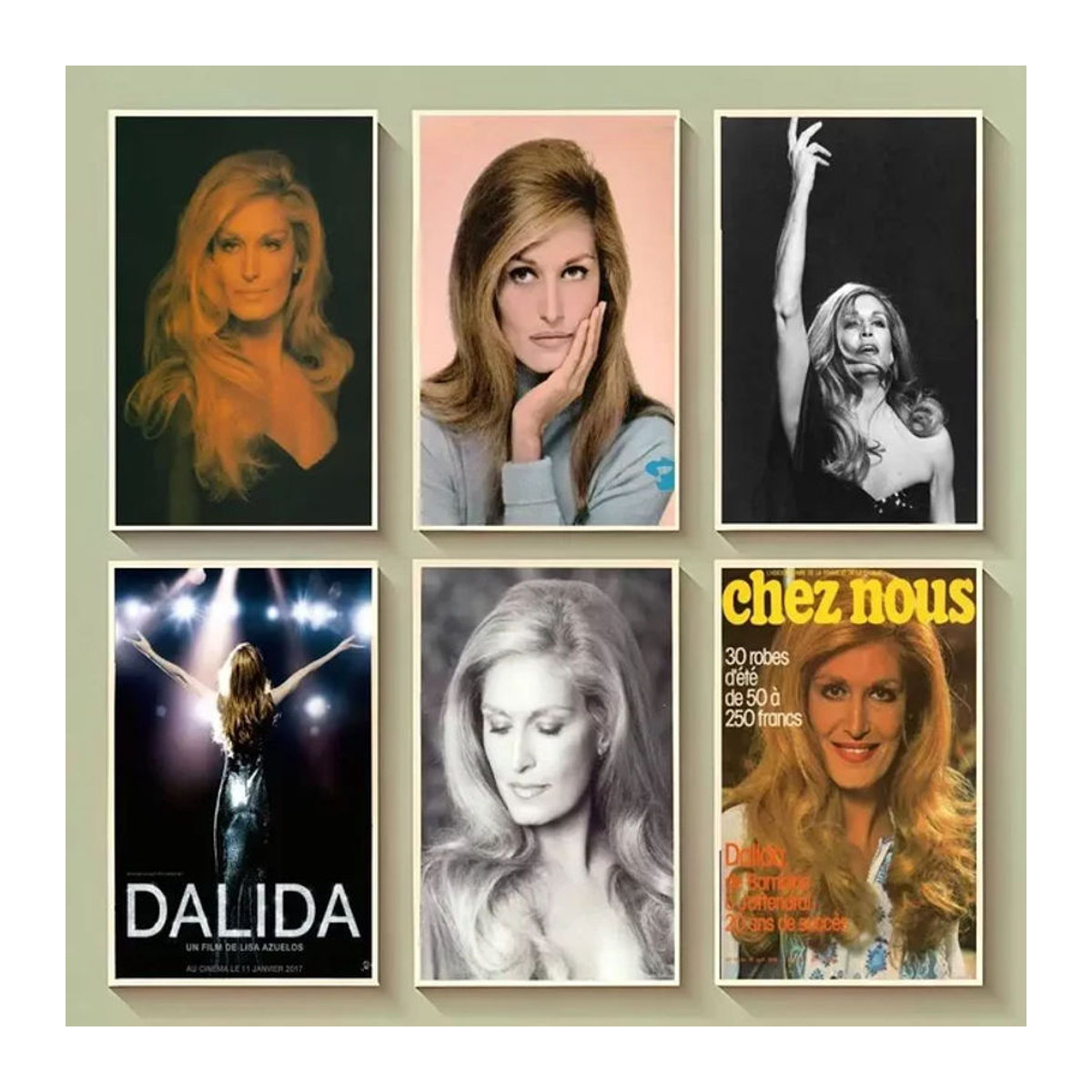 Dalida Vintage Poster als wasserfester Papieraufkleber für deine Wanddekoration, mehrfarbig, B/H: 20 x 15 cm - Bild 1
