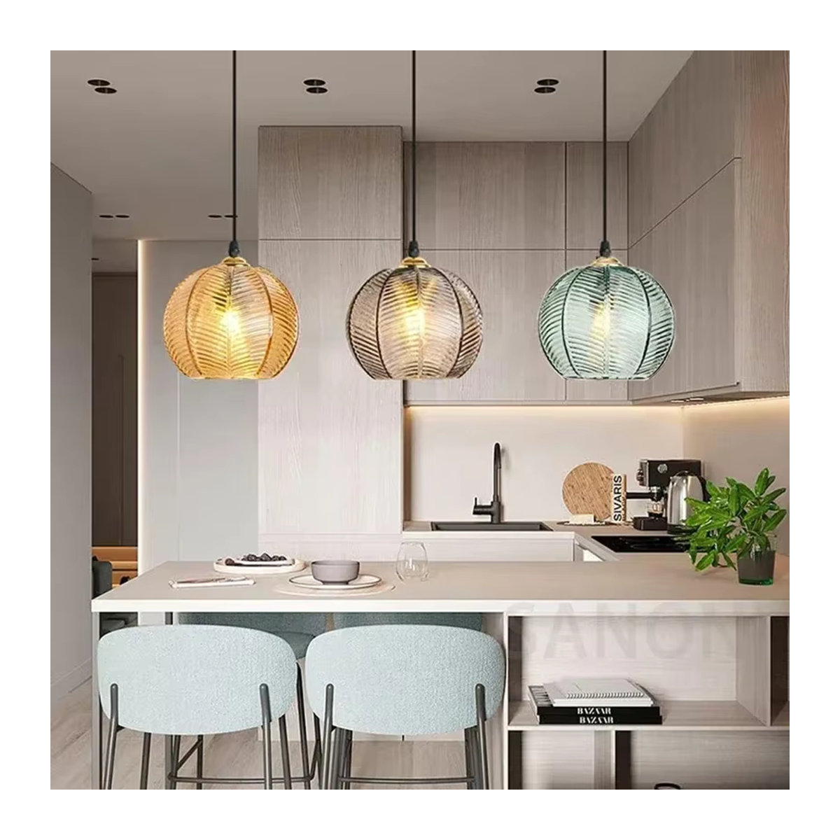 DAMIASMIL Kronleuchter aus Glas in Bunt im modernen Nordic-Design für Küche, Esszimmer und Wohnzimmer - Bild 2
