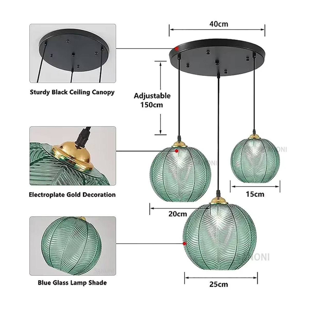 DAMIASMIL Kronleuchter aus Glas in Bunt im modernen Nordic-Design für Küche, Esszimmer und Wohnzimmer - Bild 4
