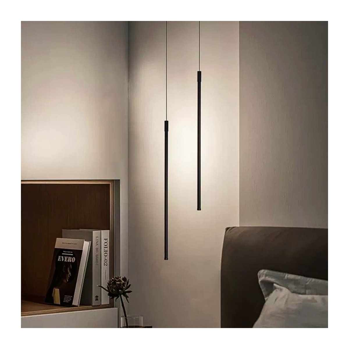 DAMIASMIL LED-Streifen-Pendelleuchte in Schwarz im minimalistischen Design - Bild 1