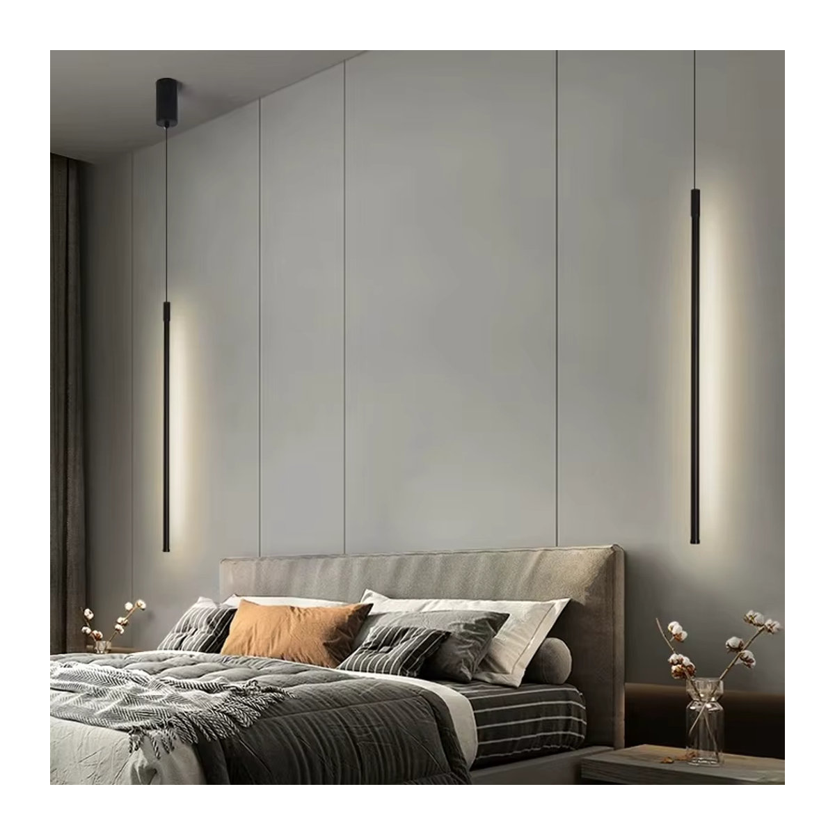 DAMIASMIL LED-Streifen-Pendelleuchte in Schwarz im minimalistischen Design - Bild 2
