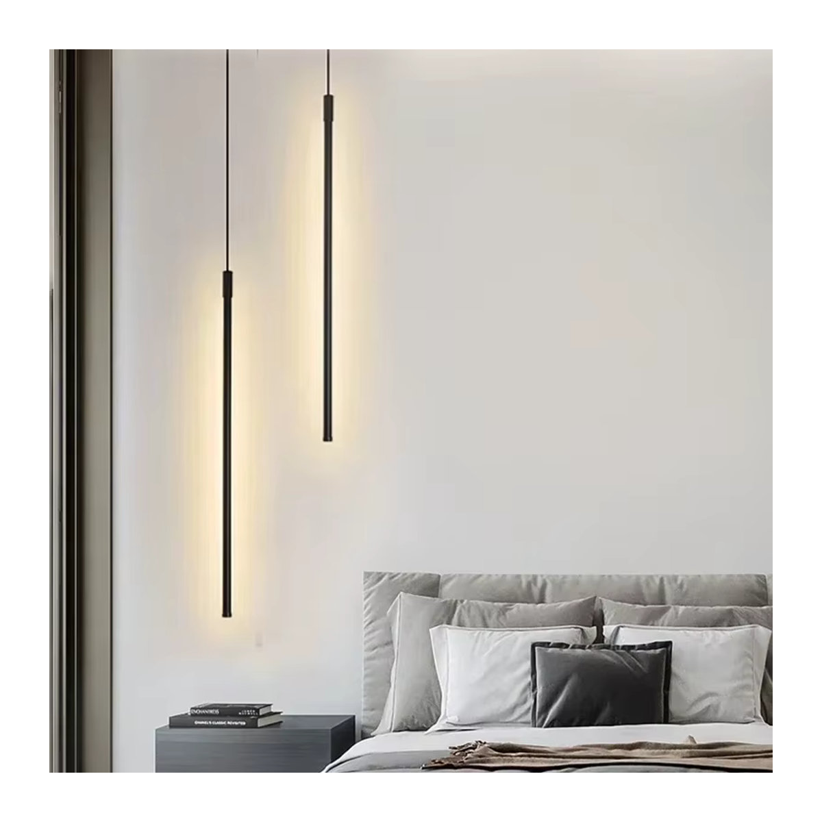DAMIASMIL LED-Streifen-Pendelleuchte in Schwarz im minimalistischen Design - Bild 3