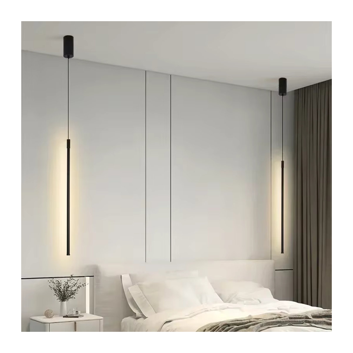 DAMIASMIL LED-Streifen-Pendelleuchte in Schwarz im minimalistischen Design - Bild 4