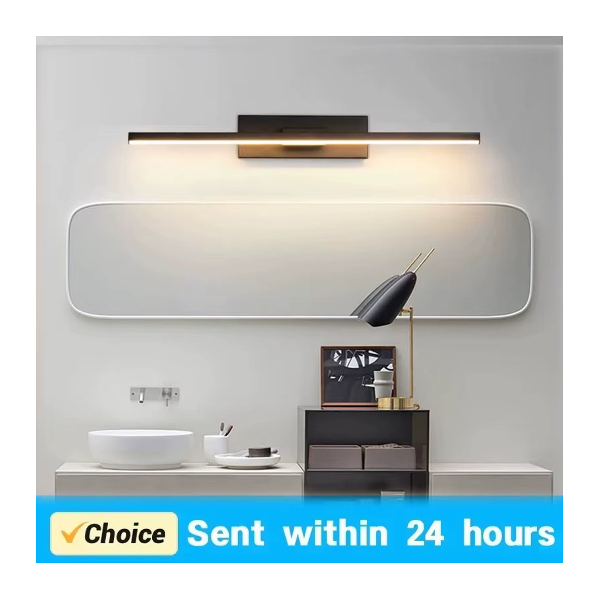 DAMIASMIL LED-Wandleuchte aus Metall in Schwarz, moderne drehbare Badezimmer-Spiegellampe für Schlafzimmer und Innenräume - Bild 2