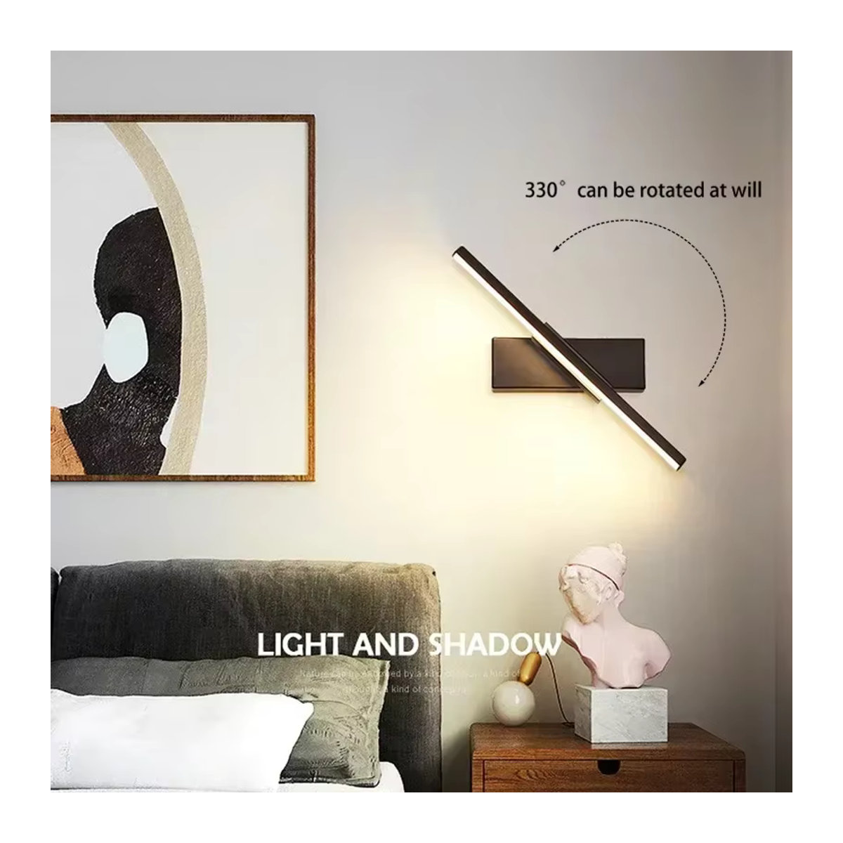 DAMIASMIL LED-Wandleuchte aus Metall in Schwarz, moderne drehbare Badezimmer-Spiegellampe für Schlafzimmer und Innenräume - Bild 5