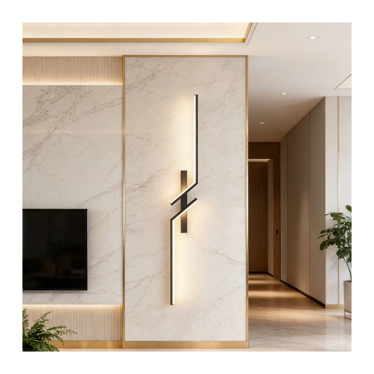 DAMIASMIL Moderne LED Wandlampe in Schwarz mit minimalistischem Streifen-Design für Schlafzimmer, Wohnzimmer oder TV-Hintergrund - Bild 1