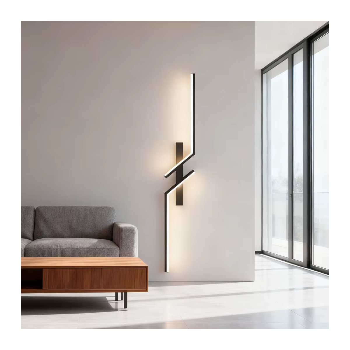 DAMIASMIL Moderne LED Wandlampe in Schwarz mit minimalistischem Streifen-Design für Schlafzimmer, Wohnzimmer oder TV-Hintergrund - Bild 2