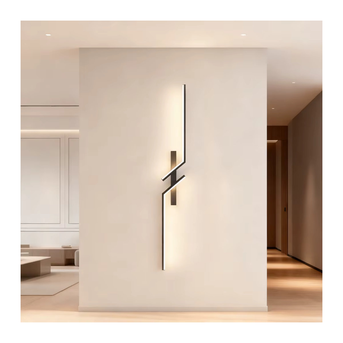 DAMIASMIL Moderne LED Wandlampe in Schwarz mit minimalistischem Streifen-Design für Schlafzimmer, Wohnzimmer oder TV-Hintergrund - Bild 3