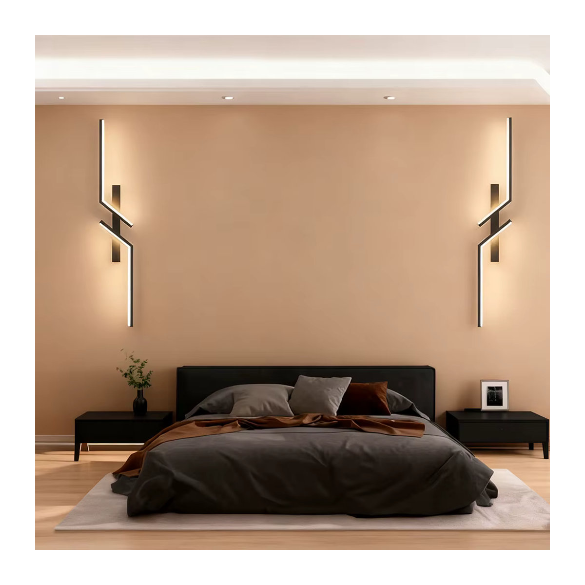 DAMIASMIL Moderne LED Wandlampe in Schwarz mit minimalistischem Streifen-Design für Schlafzimmer, Wohnzimmer oder TV-Hintergrund - Bild 4