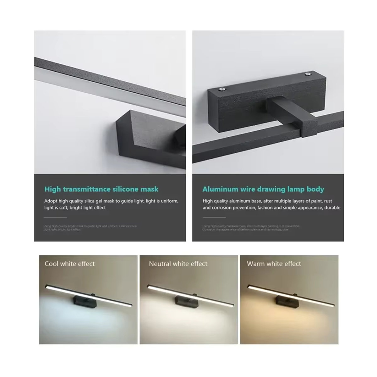 DAMIASMIL Moderne LED Wandleuchte für das Badezimmer aus Aluminium in Schwarz mit drei Licht - Bild 5