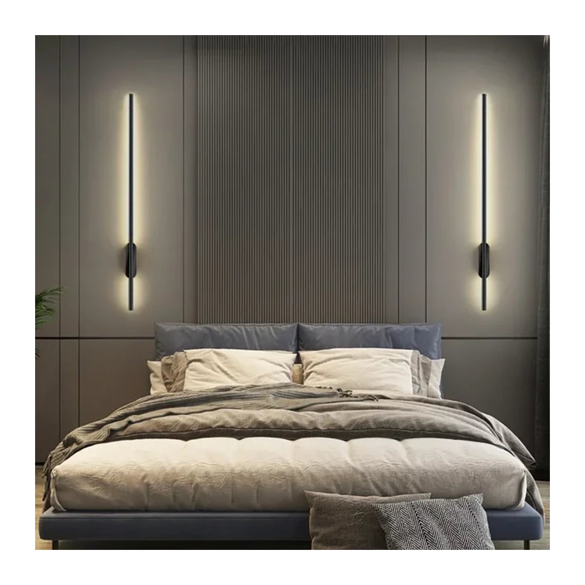DAMIASMIL Moderne LED-Wandleuchte in Schwarz im skandinavischen Design mit langem Stab für Wohnzimmer, Schlafzimmer und Treppen - Bild 1