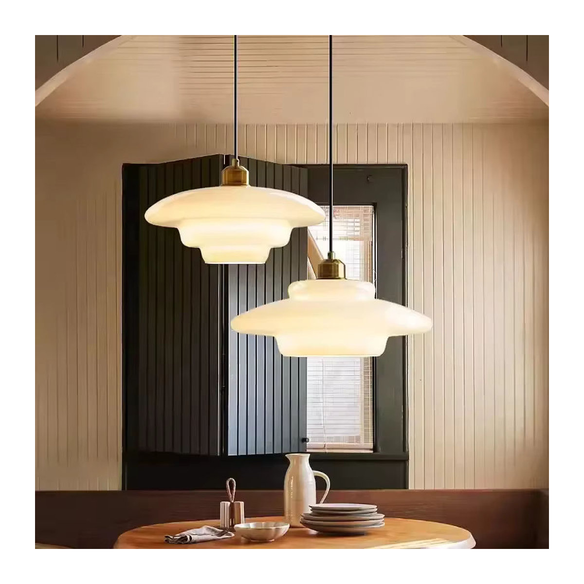 DARHYN Glas Pendelleuchte Nordic Design in Beige für Restaurant Café Bar und Arbeitszimmer - Bild 2