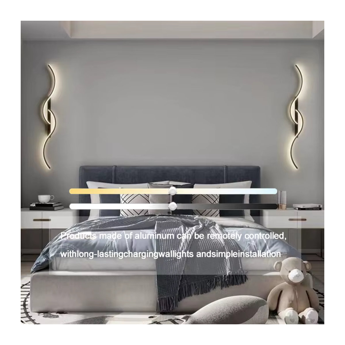 DARHYN LED Wandleuchte aus Aluminium mit Fernbedienung, minimalistisches Design, wiederaufladbar und kabellos für Wohnzimmer, Schlafzimmer oder Flur - Bild 4