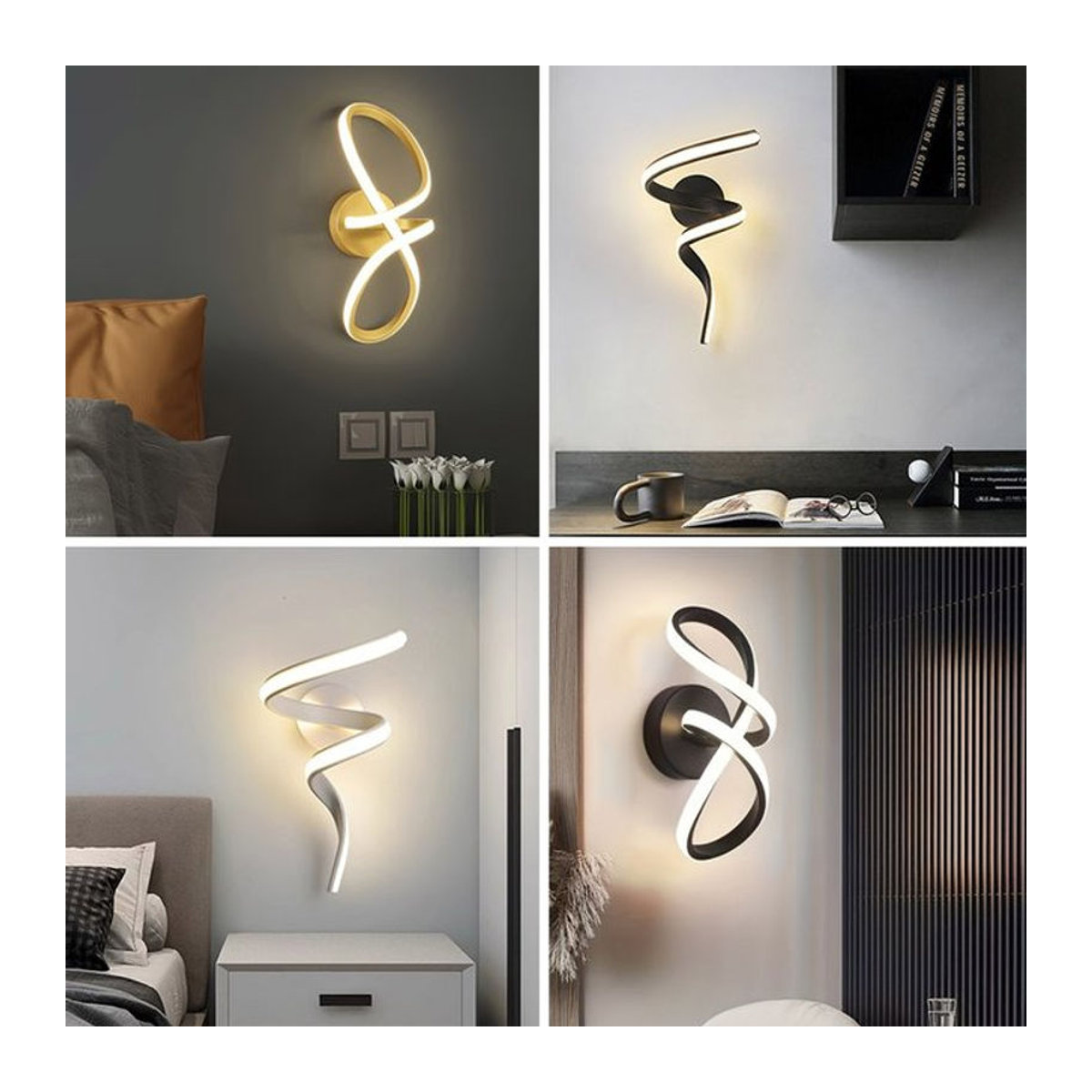 DARHYN Moderne LED Wandlampe in Schwarz mit drei Lichtfarben für Schlafzimmer, Treppe und Flur - Bild 1