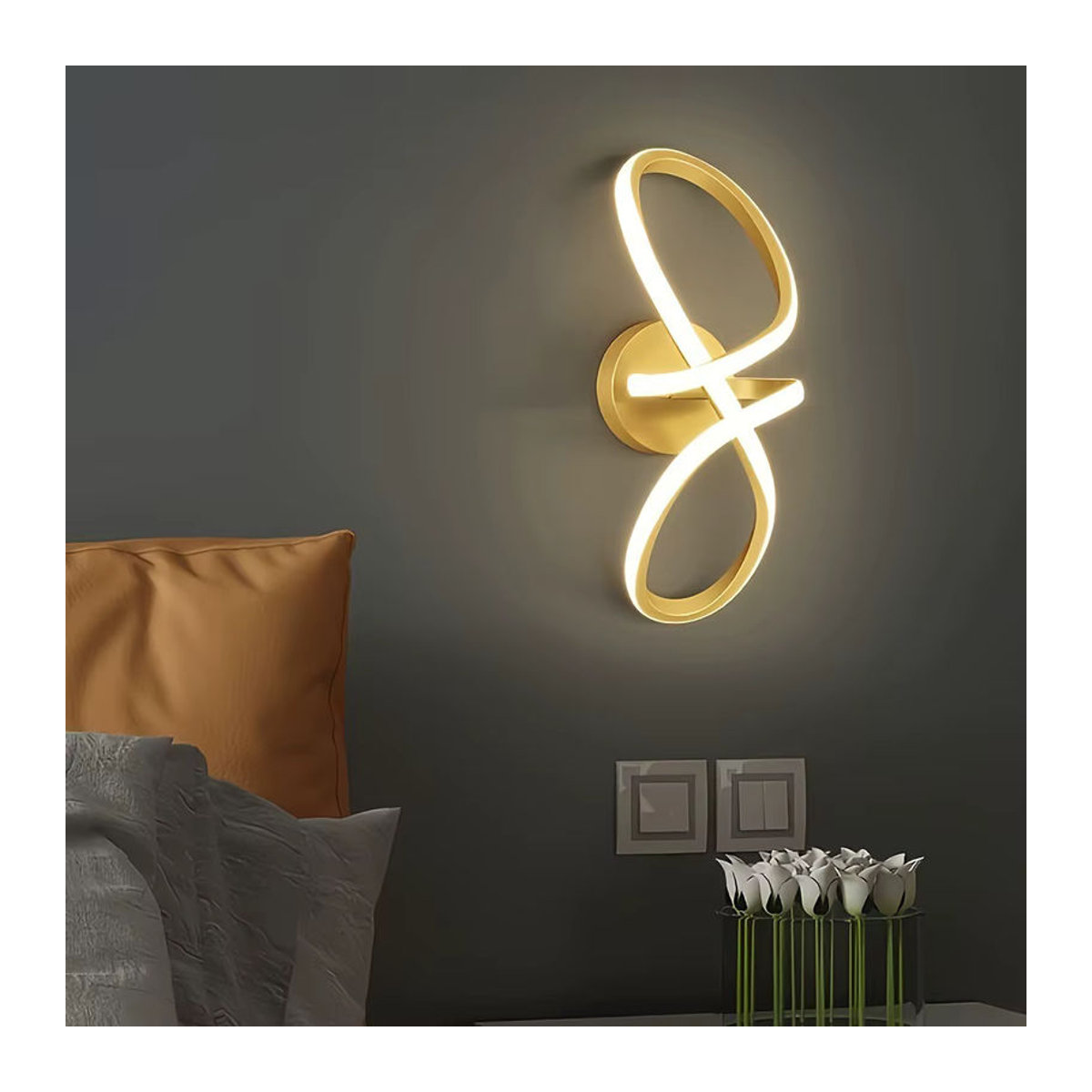 DARHYN Moderne LED Wandlampe in Schwarz mit drei Lichtfarben für Schlafzimmer, Treppe und Flur - Bild 2