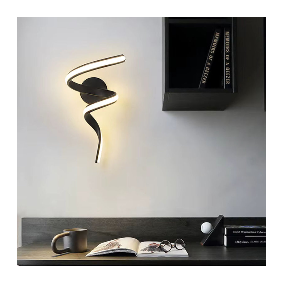 DARHYN Moderne LED Wandlampe in Schwarz mit drei Lichtfarben für Schlafzimmer, Treppe und Flur - Bild 3