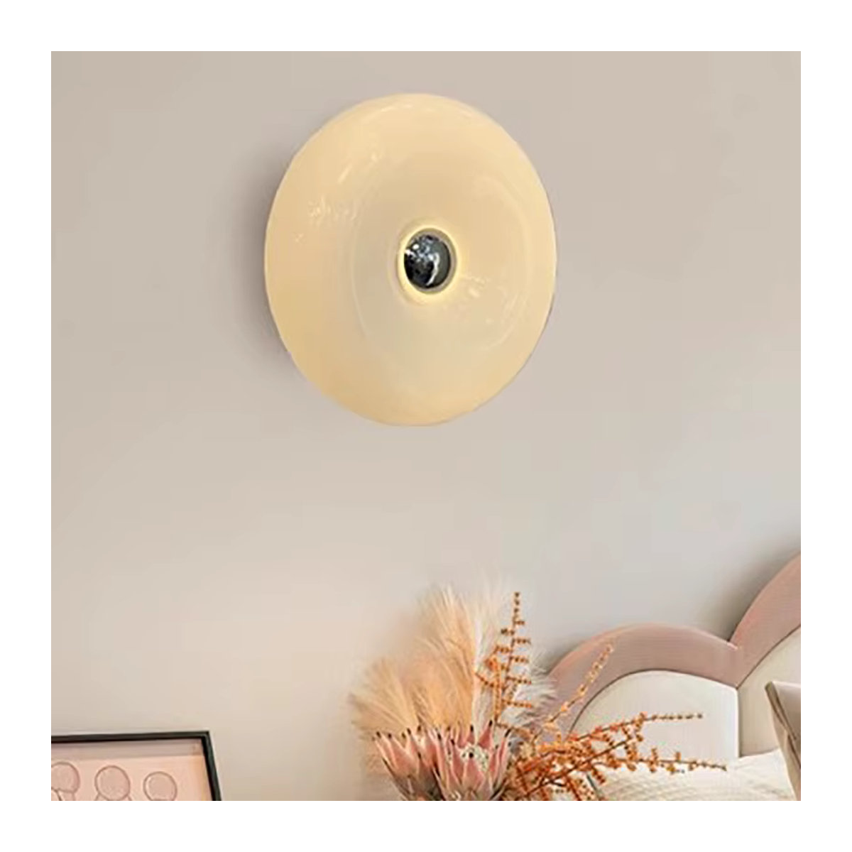 DARHYN Nordic LED Glas Wandleuchte Donut Ambiente Lampe in Gelb mit Touch-Schalter für Schlafzimmer und Flur - Bild 2