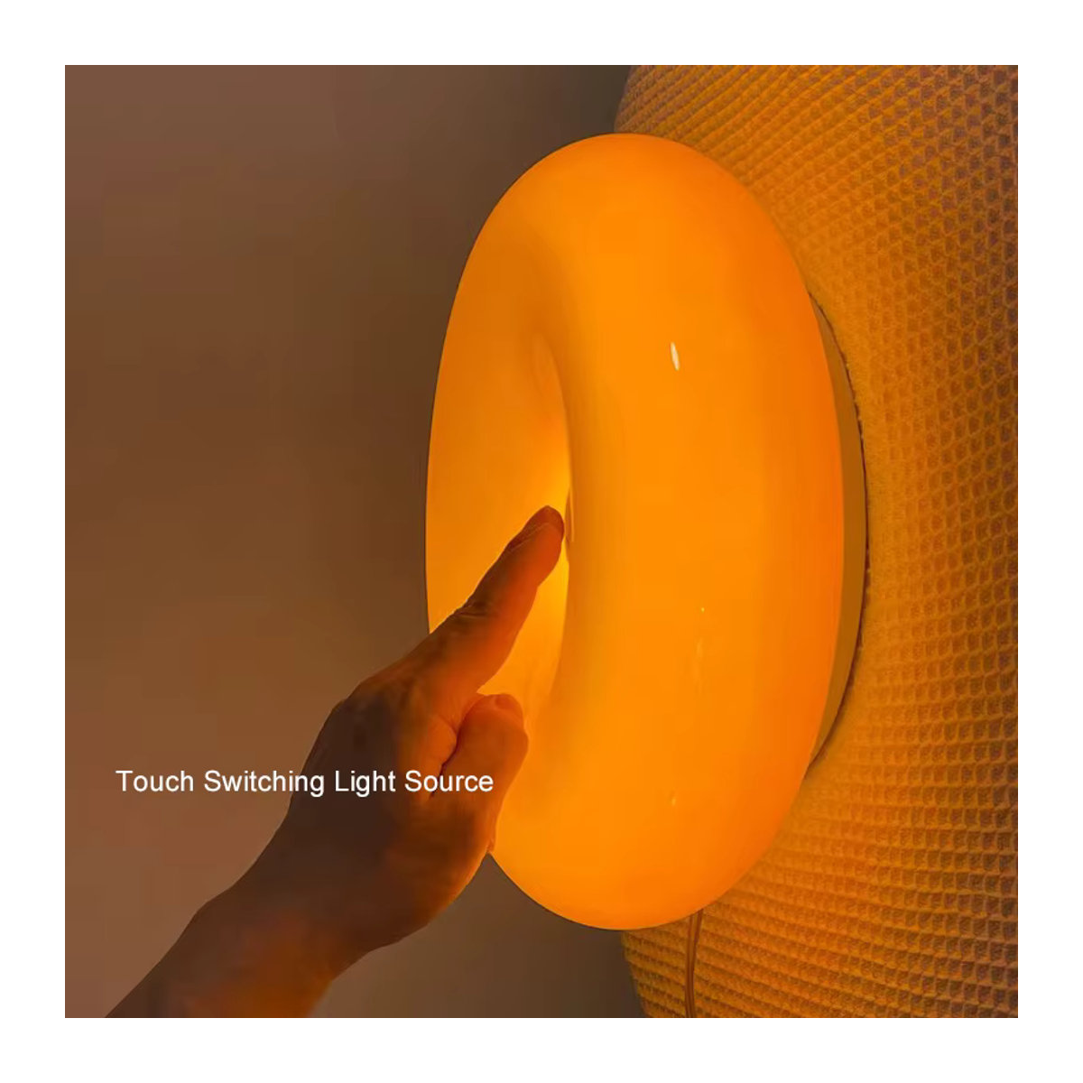 DARHYN Nordic LED Glas Wandleuchte Donut Ambiente Lampe in Gelb mit Touch-Schalter für Schlafzimmer und Flur - Bild 5