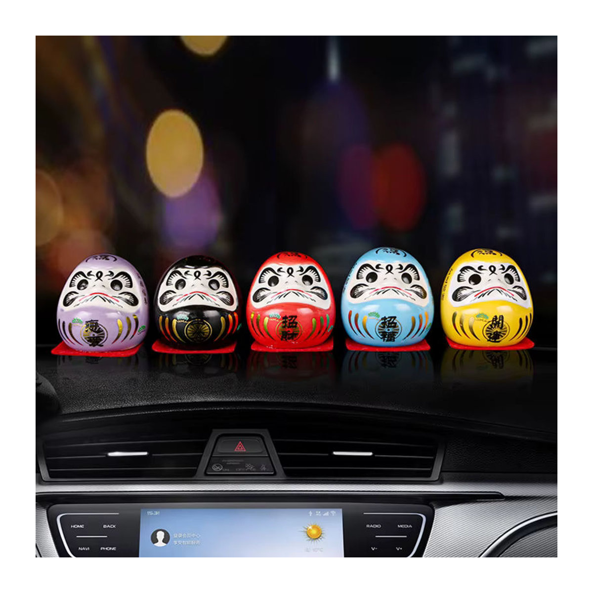 Daruma Puppe aus Keramik als mehrfarbiges Glücksornament für deine Miniatur Landschaft und DIY Dekoration - Bild 3