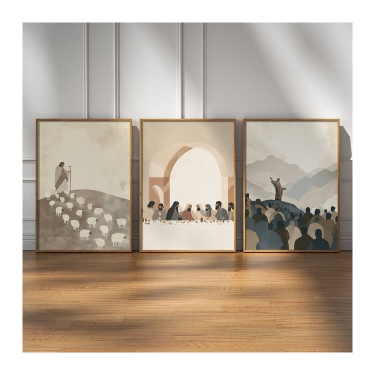Das letzte Abendmahl Jesus Bibelvers Retro Leinwandbild von Potdemiel in mehrfarbigem Vintage-Design für die Wandmontage - Bild 1