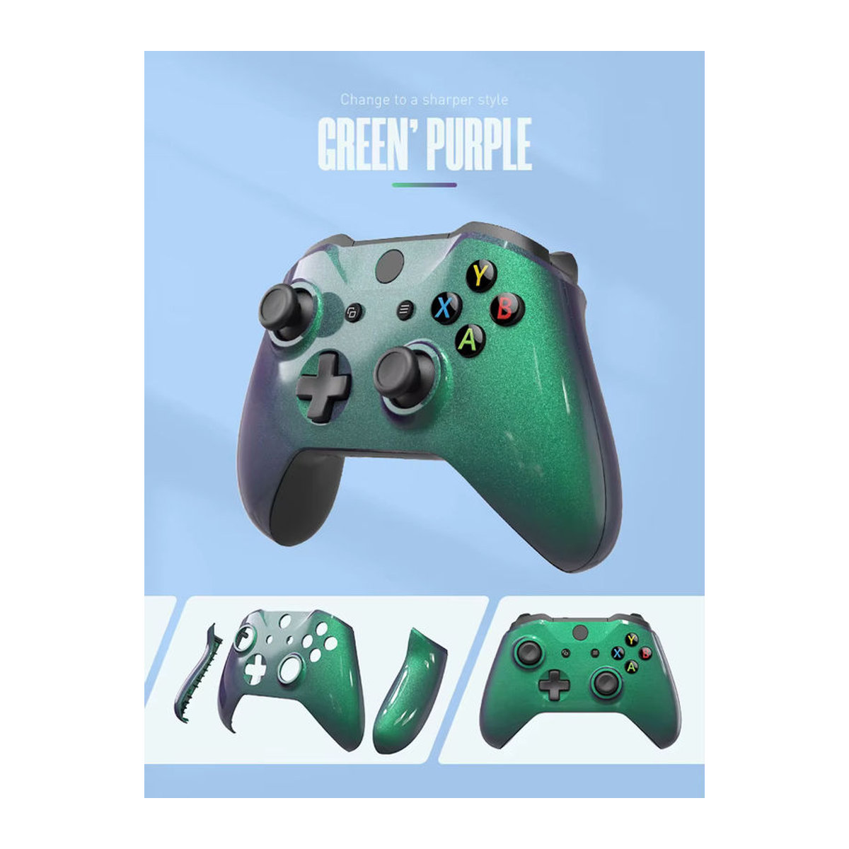 DATA FROG Chameleon Frontplatte Abdeckung und Gehäuse Ersatzteile für Xbox One Slim und Xbox One X Controller mit Seitenschienen, mehrfarbig - Bild 4