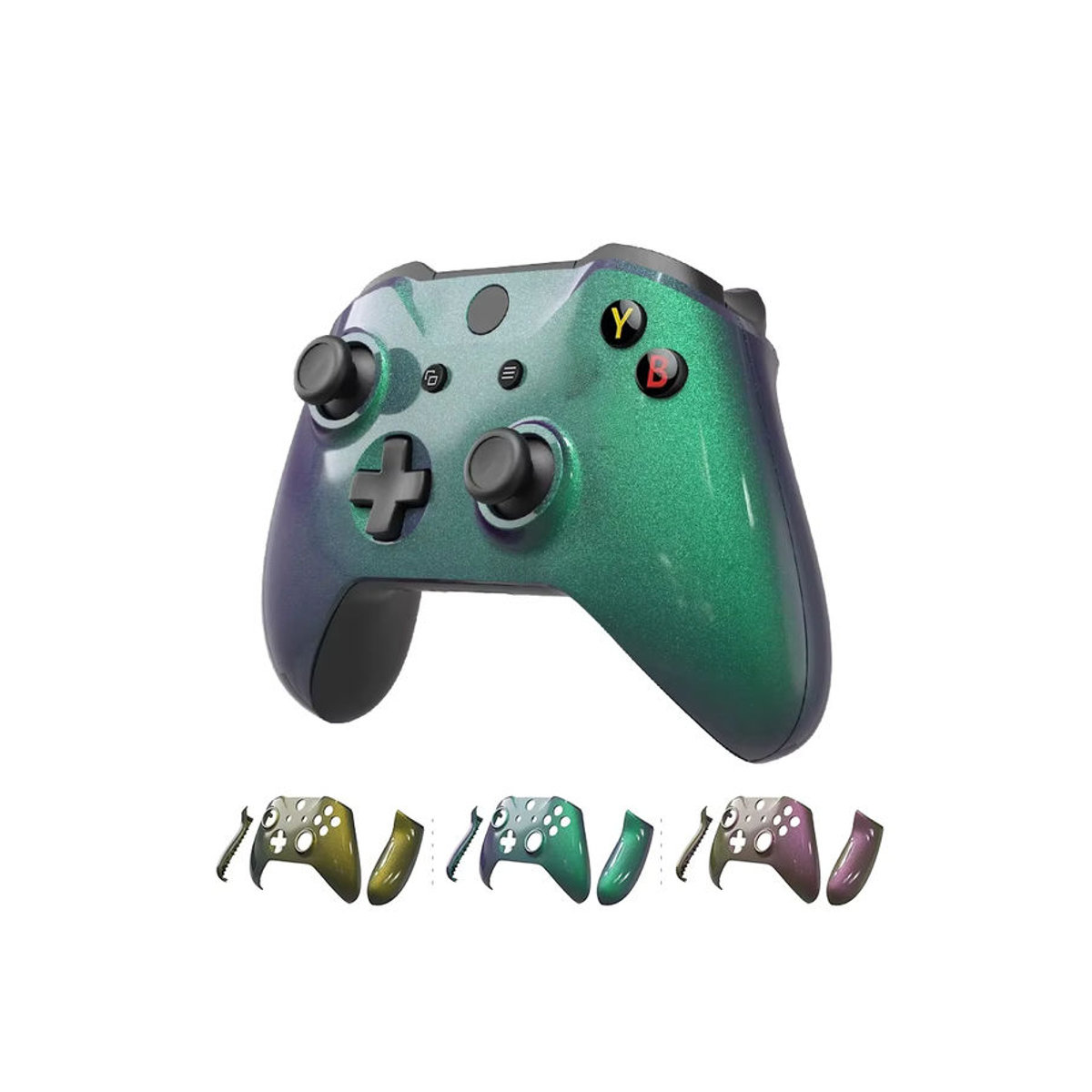 DATA FROG Chameleon Frontplatte Abdeckung und Gehäuse Ersatzteile für Xbox One Slim und Xbox One X Controller mit Seitenschienen, mehrfarbig - Bild 5